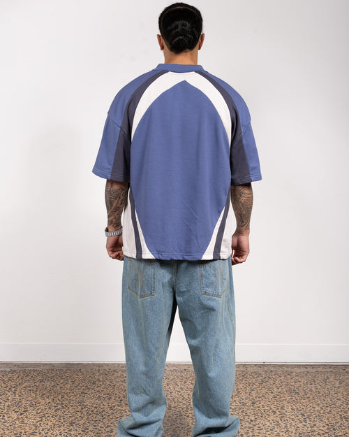 FORM PANEL S/S POLO TOP - BLUE/GREY