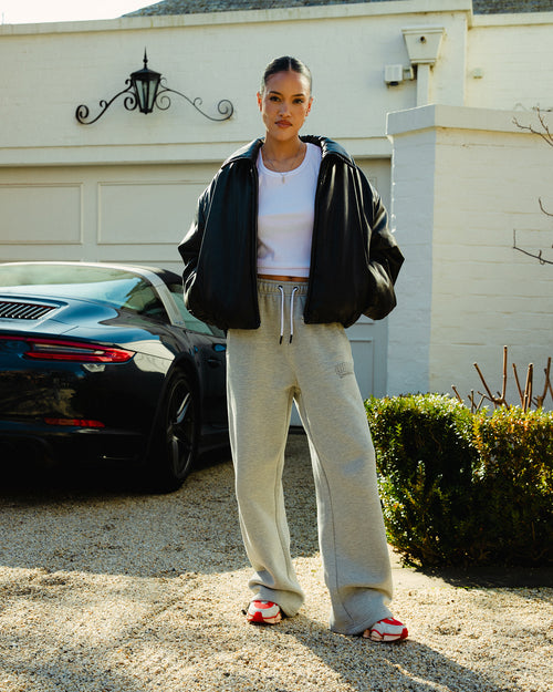 BANNER STRAIGHT TRACKPANT - GREY MARLE