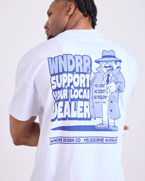 LOCAL BOX FIT TEE - WHITE/BLUE