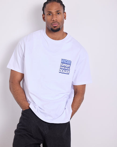 LOCAL BOX FIT TEE - WHITE/BLUE