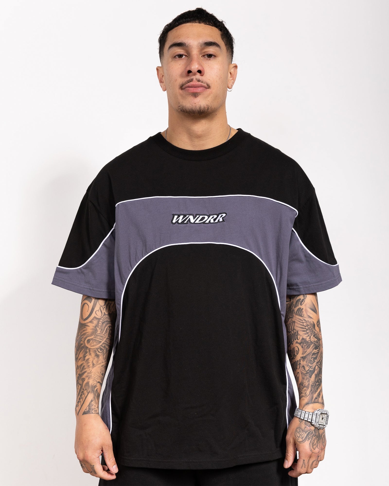PALADIN PANEL BOX FIT TEE - BLACK/BLUE