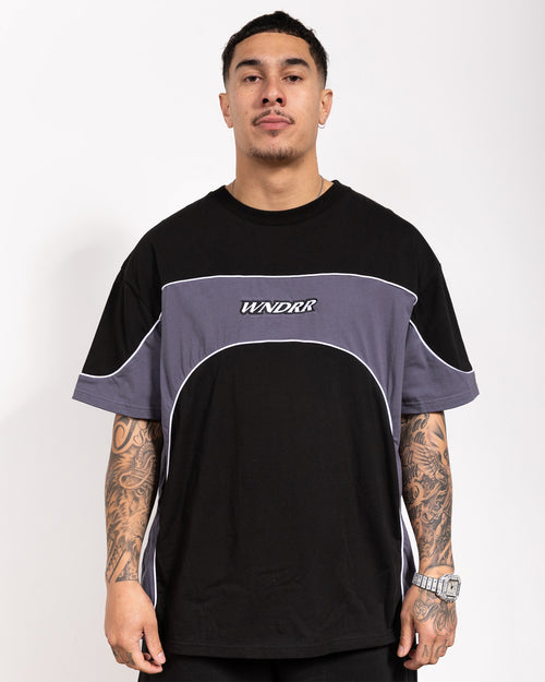 PALADIN PANEL BOX FIT TEE - BLACK/BLUE