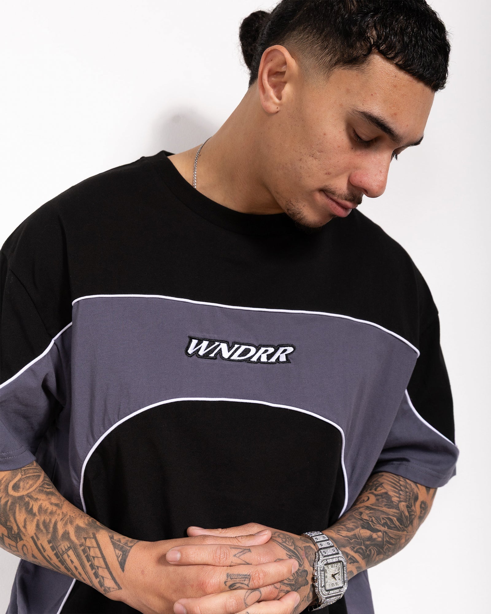 PALADIN PANEL BOX FIT TEE - BLACK/BLUE