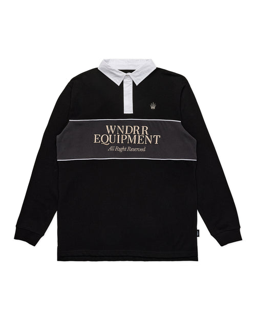 REGAL PANEL RUGBY POLO - BLACK