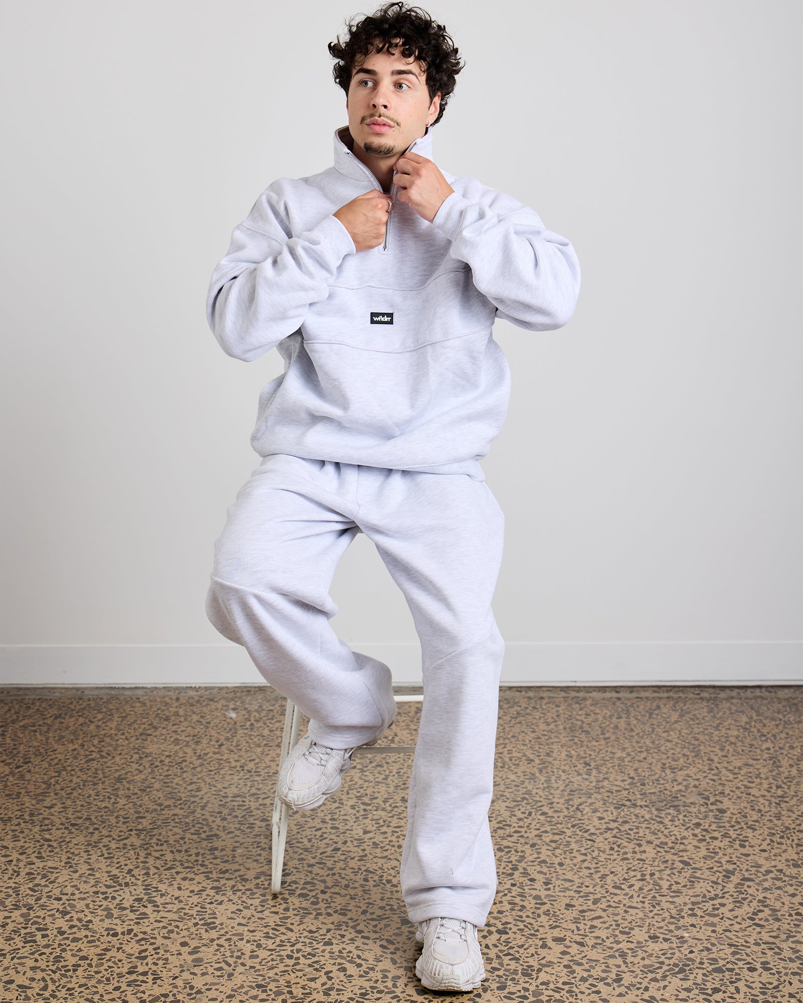 SOHO 1/4 ZIP SWEAT - WHITE MARLE