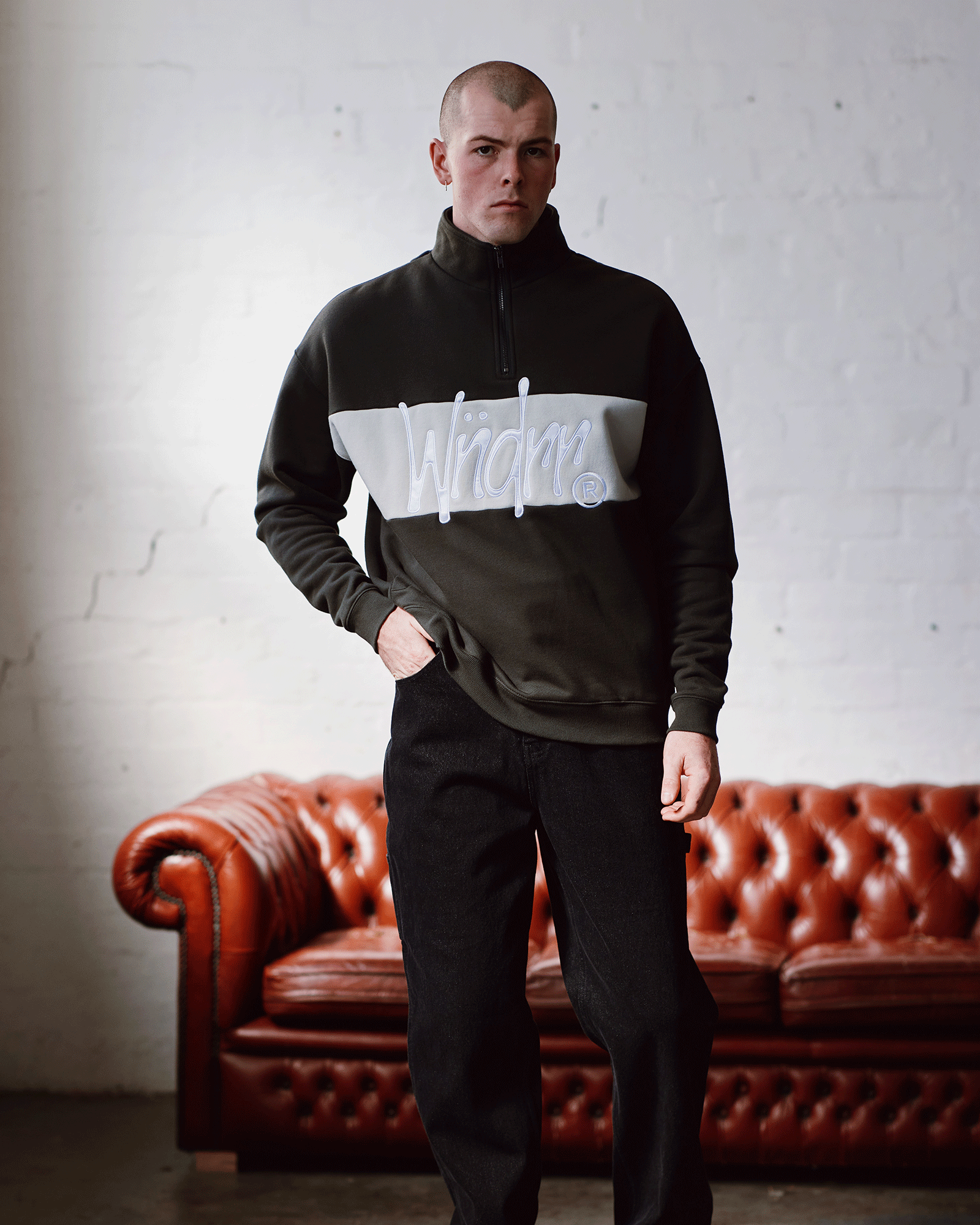 STARTER PANEL 1/4 ZIP SWEAT - INK