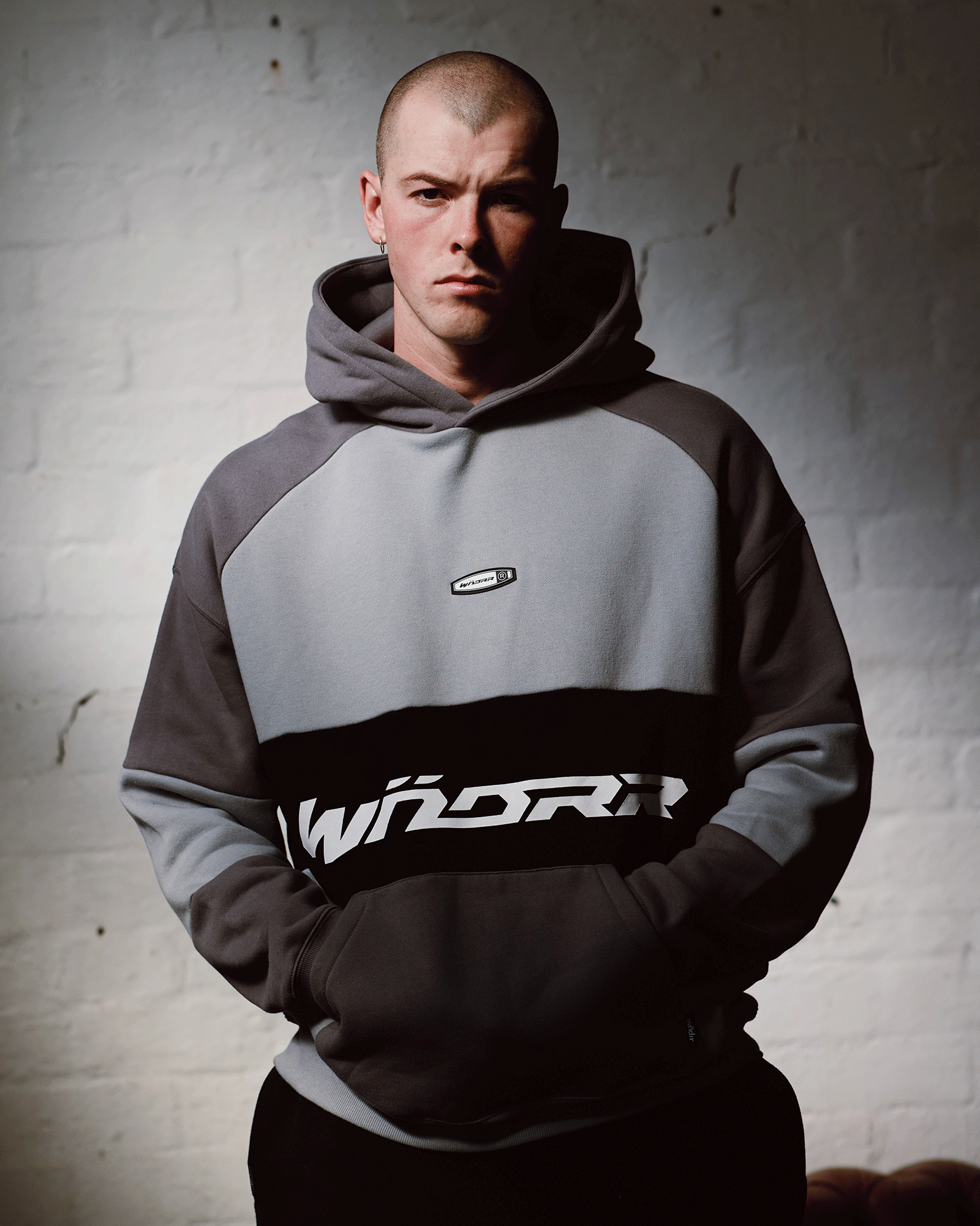 COMBINE PANEL HOOD SWEAT - CEMENT GREY/DARK GREY