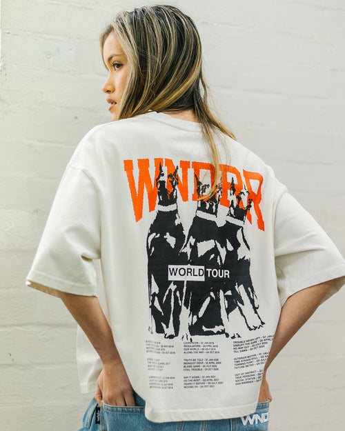 WORLD TOUR CROPPED FOT TEE - WASHED WHITE