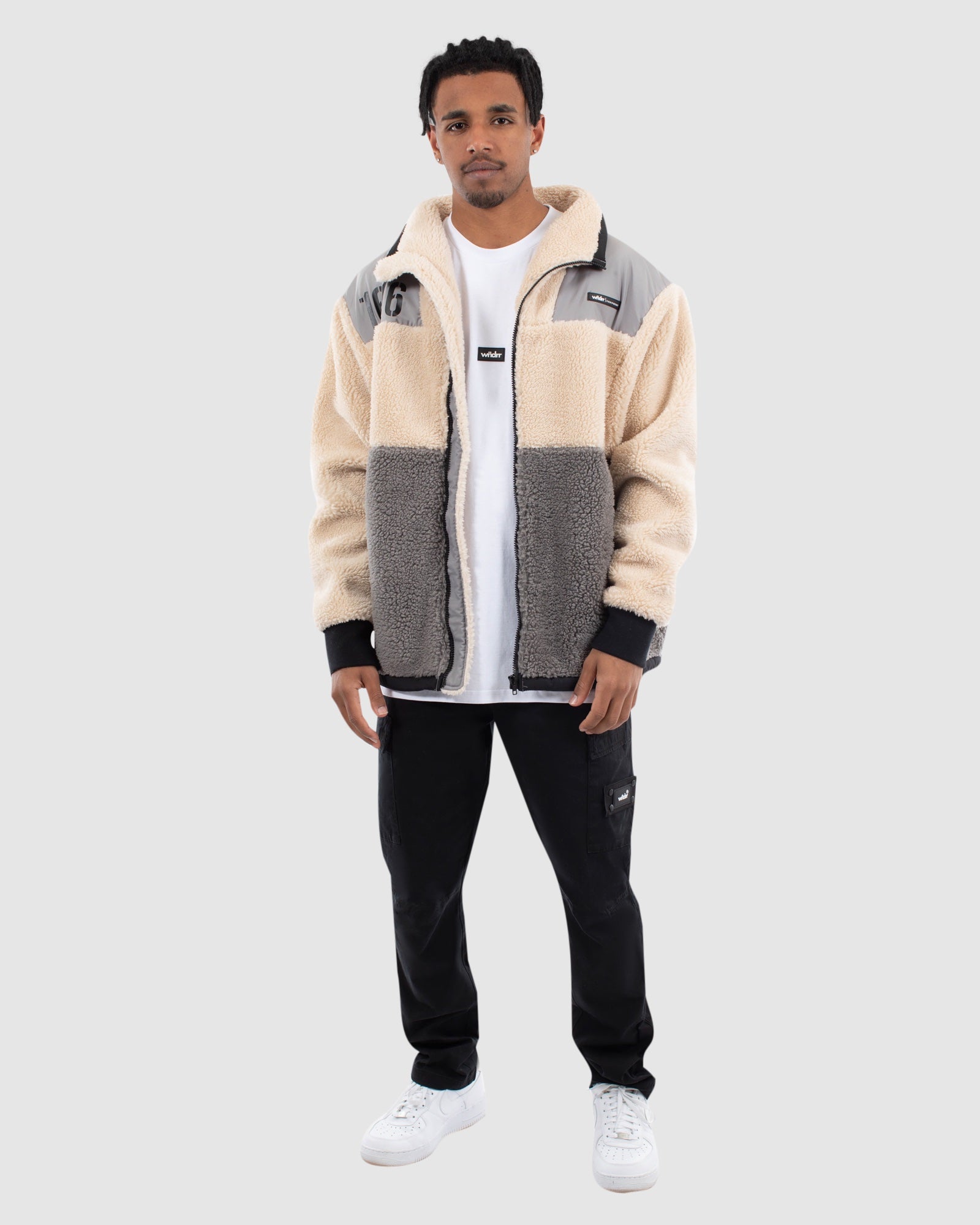 COUNT IT SHERPA JACKET - GREY/OFF WHITE